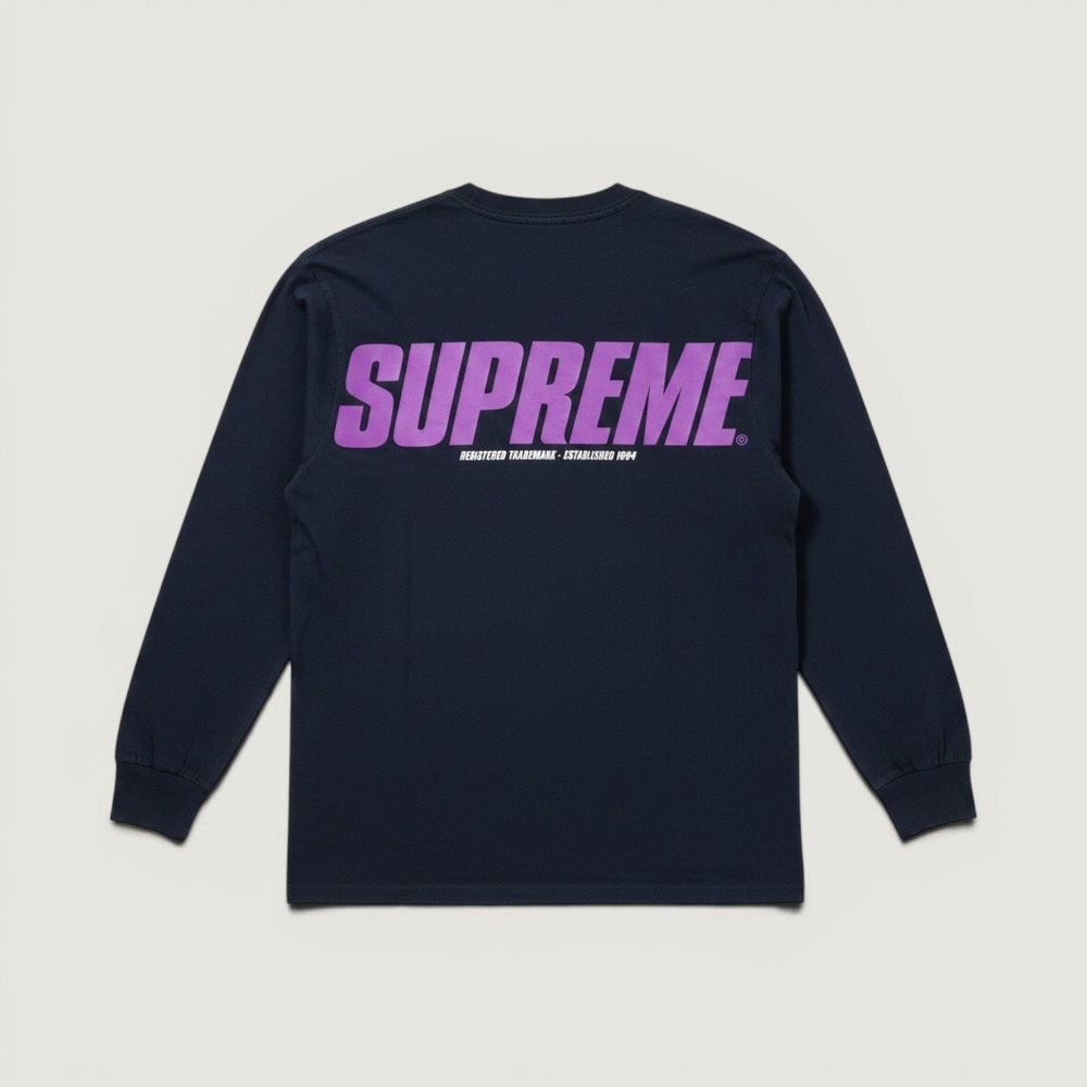 Supreme Long Sleeve T-Shirt Registered Trademark Navy Blue Size Medium
